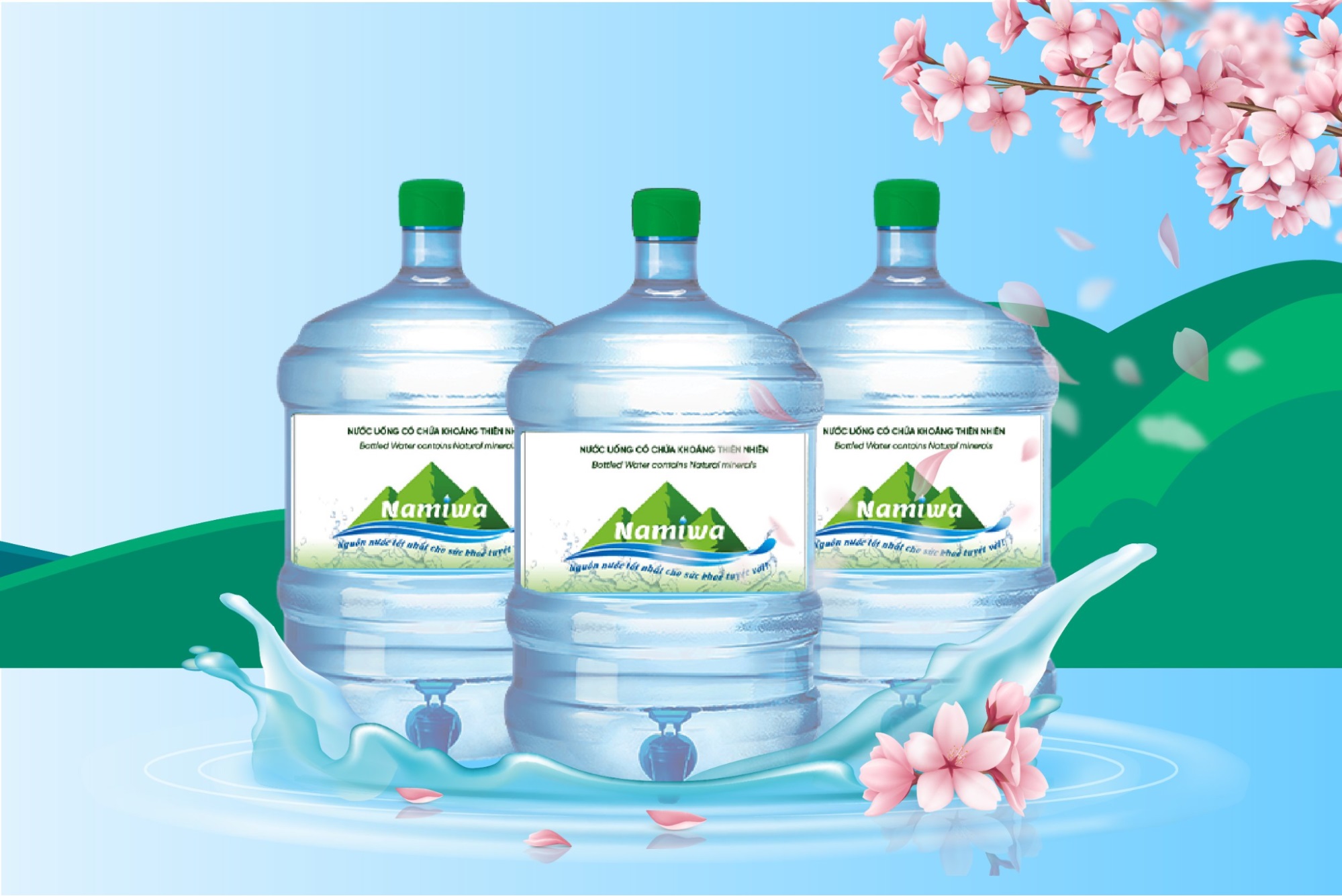 Nước khoáng Namiwa được khai thác từ nguồn khoáng nóng Kim Bôi Hoà Bình nổi tiếng tốt cho sức khỏe